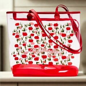 Ed Hardy Red Tote Bag with Cherry Print